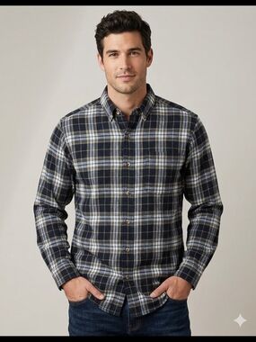 RedHead Men's Navy and Gray Plaid Button-Down Shirt